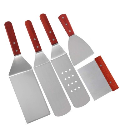 Griddle Accessories Kit Heavy Duty Stainless Steel Griddle Tool Set With Wood Handle